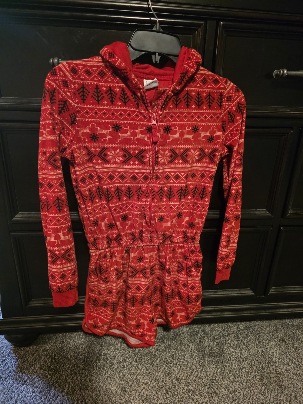 art class Red Holiday Fair Isle Hooded Romper Pajama